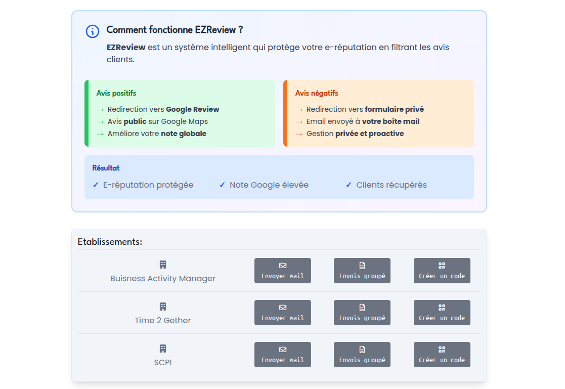 EZReview - Gestion d'avis clients